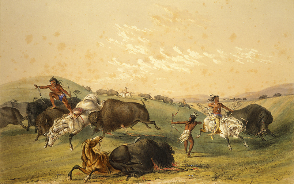 1844 Buffalo Hunt, A Numerous Group. Painted by George Catlin (American, 1796-1862). Credit Buffalo Bill Center of the West